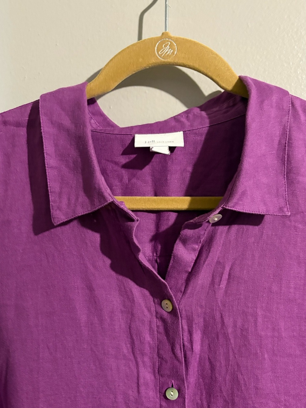 J Jill Love Linen Women’s 100% Linen Button Up Shirt In Sugarbeet Blouse Top - Picture 7 of 12